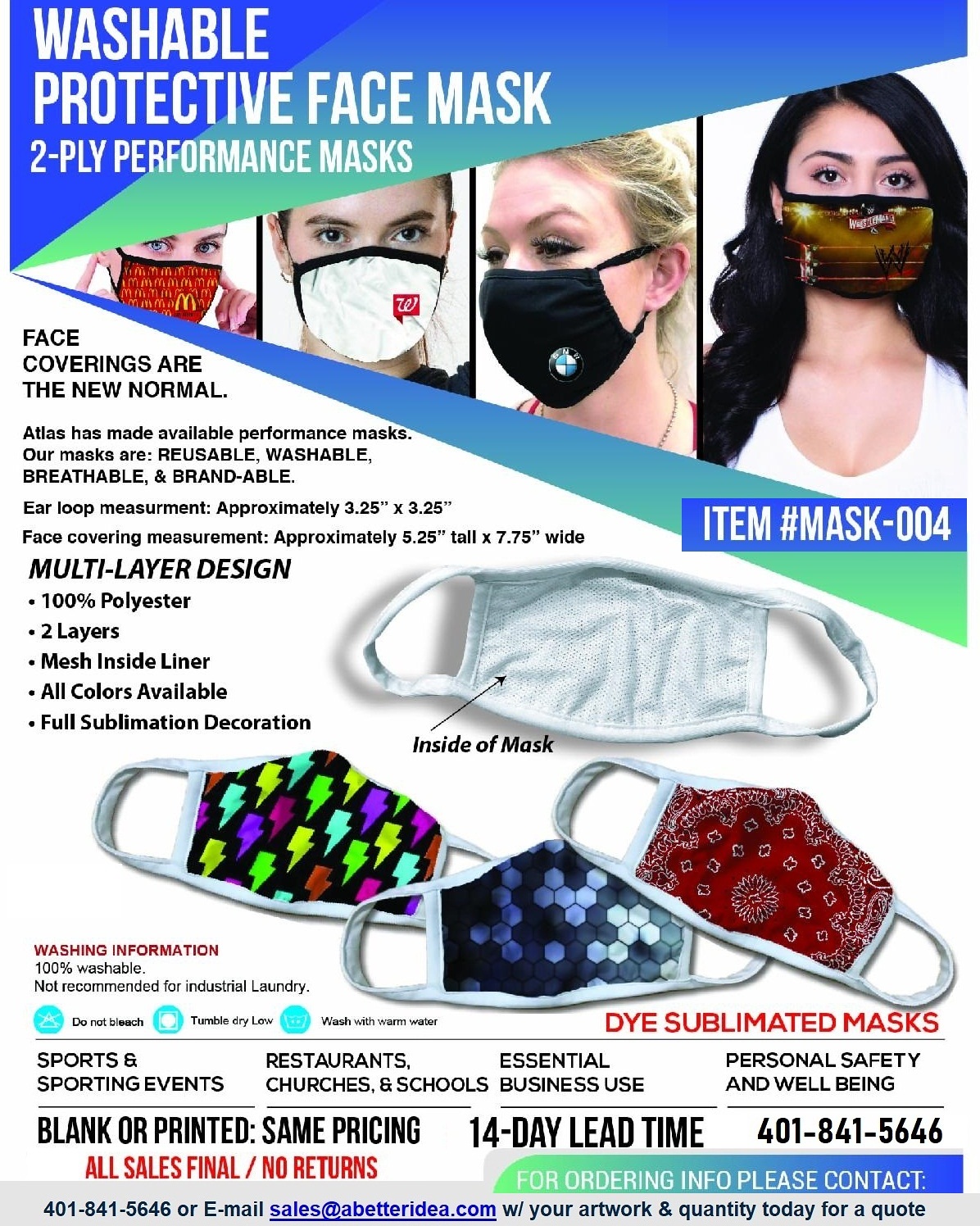 Custom Printed Dye Sublimated Full Color Face Masks With Logo